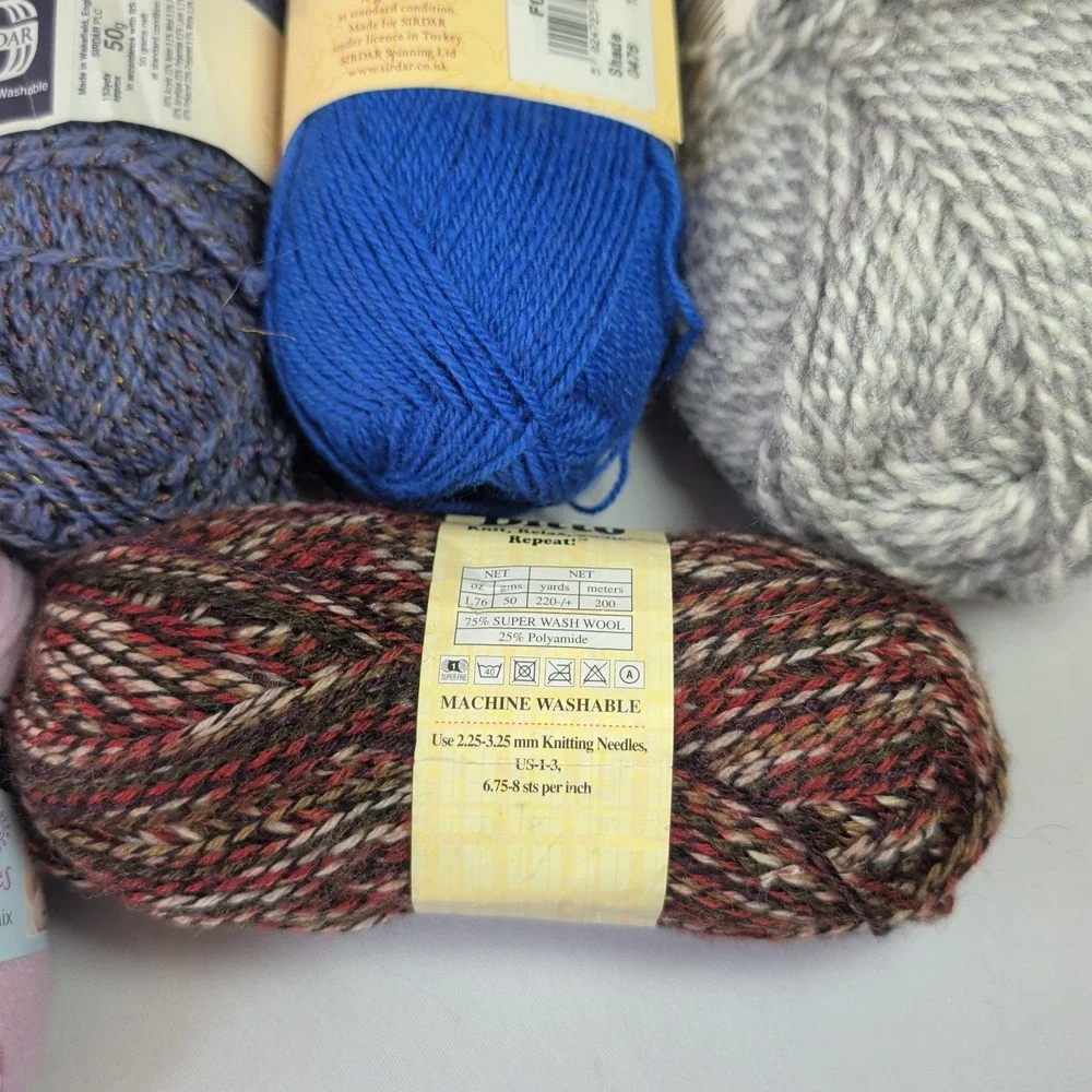 Mixed Yarn Lot 6 Skeins Sirdar Patons Schachenmayr Phildar Universal Wool Blend